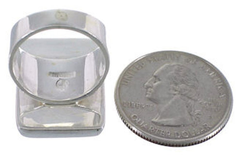 Sturdy Turquoise And Sterling Silver Southwest Ring Size 8 WX37563